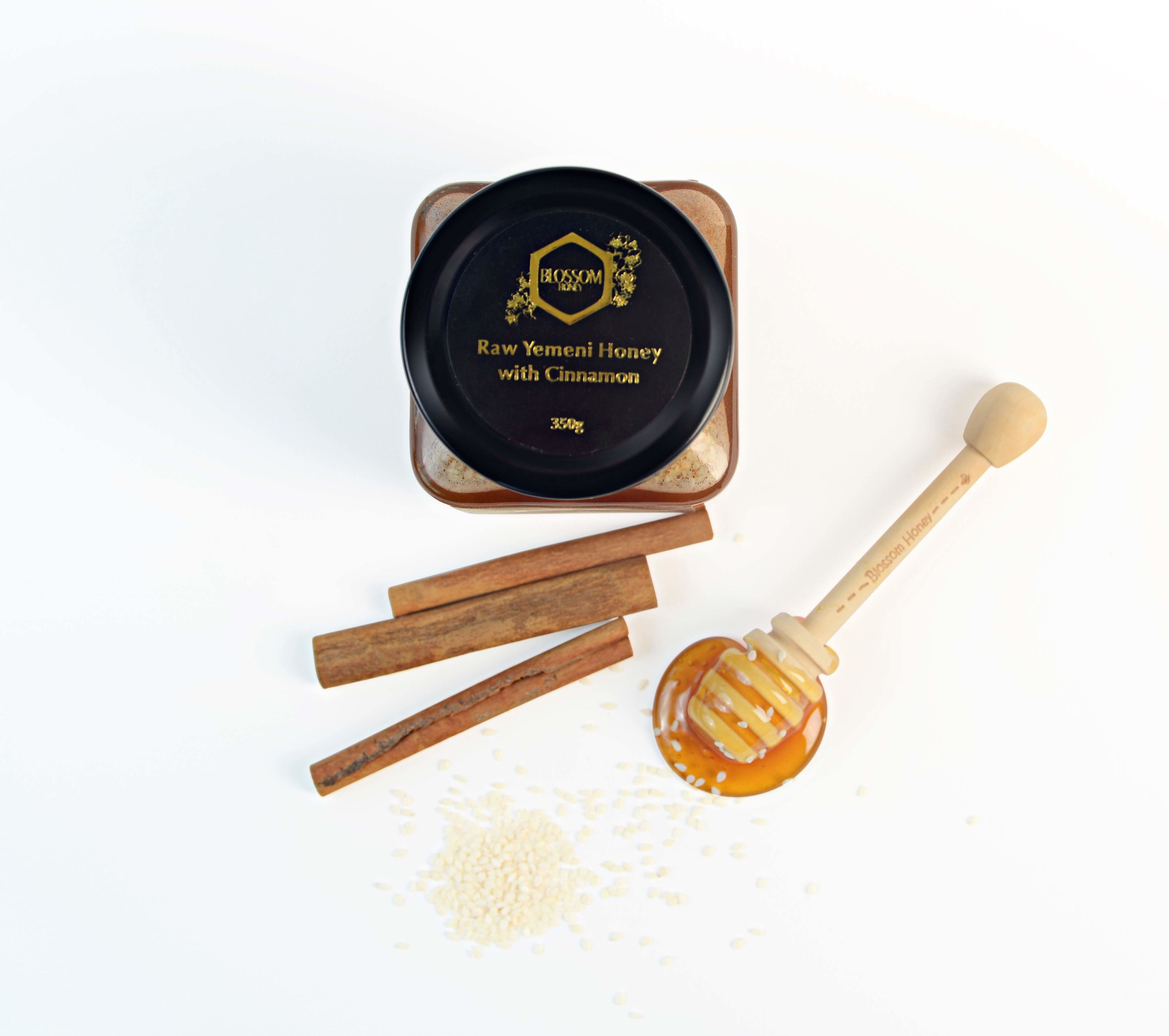 Blossom Honey - Yemeni Wildflower Honey infused with CinnamonJams, Honey & SpreadsBlossom Honeys organic Cinnamon and Sesame Raw Honey blend is a miraculous recipe that helps to prevent heart disease and regulate blood sugar. It also reduces LDL cholester